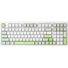 YUNZII D98 spēļu tastatūra, RGB aizmugurgaismota tastatūra birojam, pilna numpade, izturīga pret izšļakstīšanos, pret izplūdi, USB vadu membrānas tastatūra ar 98 taustiņiem datorspēļu birojam (balta un zaļa)