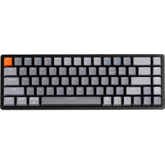 Keychron K6 Mehāniskā spēļu klaviatūra 68 taustiņi Bezvadu Bluetooth/USB Compact Layout RGB LED Backlit N Key Rollover Alumīnija rāmis Mac Windows, Gateron G Pro Yellow