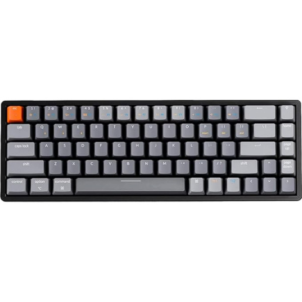 Keychron K6 Mehāniskā spēļu klaviatūra 68 taustiņi Bezvadu Bluetooth/USB Compact Layout RGB LED Backlit N Key Rollover Alumīnija rāmis Mac Windows, Gateron G Pro Yellow