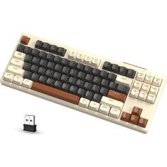 ATTACK SHARK FREEWOLF M87 80% Wireless Gaming Keyboard, 87 Keys TKL RGB Mechanical Feeling SA PBT Keyboard Bluetooth /2.4GHz 4000mAh Battery for Mac/Win, Silent Office/Gaming - Coffee