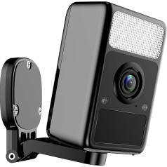 SJCAM S1 WiFi novērošanas kamera, 2K video ārtelpai/mājoklim, bezvadu viedā akumulatora kamera, krāsu nakts redzamība/AI kustības noteikšana, sirēnas signāls un lukturis, divvirzienu audio (melna)