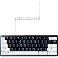 Razer PBT taustiņu vāciņu + spirālveida kabeļa uzlabošanas komplekts: Izturīga dubultā PBT, universāla savietojamība, taustiņu vāciņu noņemšanas rīks un stabilizatori, taktiskais apvalks un dizains, pīts optiskās šķiedras kabelis, dzī