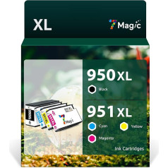 7Magic 950XL 950XL 951XL printera kasetnes, kas paredzētas 951XL 950XL Multipack 950XL saderīgas ar HP officejet pro 8600 8620 8620 8610 8615 8100 8625 8630 8640 251dw 276dw (1 melna, 1 zilā, 1 ciāna, 1 magenta, 1 dzeltena)