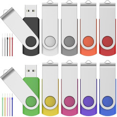 256 MB Memory Stick FEBNISCTE Pack of 10 USB Sticks Foldable Small Capacity 256 MB Memory Stick Nice Pendrive Multicoloured USB Flash Drive Data Storage Gift