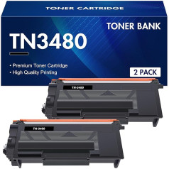 Toneru banka TN3480 Savietojams ar Brother TN-3480 TN3480 TN-3480 TN-3430 TN3430 TN 3480 TN 3480 TN 3430 MFC-L5750DW HL-L5100DN MFC-L5700DW HL-L5200DW HL-L6400DW MFC L5750DW HL L510 0DN HL-L5000D Black Pack of 2