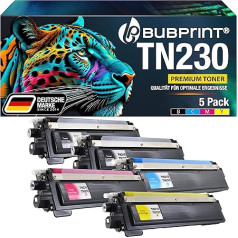 Bubprint 5 tonerio kasetės suderinamos su Brother TN-230 TN-230BK TN-230C TN-230M TN-230Y TN-230Y, skirtos DCP-9010CN HL-3040CN HL-3070CW MFC-9120CN MFC-9320CW (Black Cyan Magenta Yellow Set)