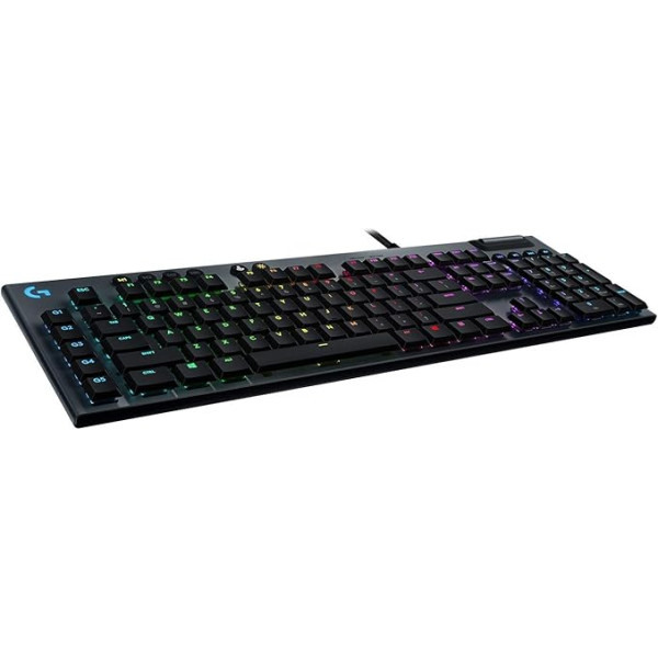 Logitech G 815 LIGHTSPEED mehāniskā bezvadu spēļu tastatūra, LG Clicky Slim slēdzis, RGB Lightsync, 30+ stundu spēļu laiks, 2,4GHz/Bluetooth, franču AZERTY - melna