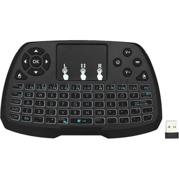 Docooler Mini tastatūra bezvadu,Smart TV tastatūra ar apgaismojumu,Kabellos tastatūra ar skārienpaliktni,Mini tastatūra ar Android TV Box Smart TV PC Notebook