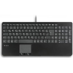 Perixx PERIBOARD-534 QWERTZ, vadu kompakta USB tastatūra ar skārienpaliktni - X-T tipa šķēres tipa taustiņi - 39,7 x 19,8 x 3 cm - 2 USB ligzdas un ciparu tastatūra, vācu QWERTZ