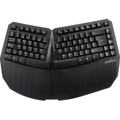 Perixx PERIBOARD-613B Ergonomiska bezvadu mini tastatūra ar dubulto režīmu 2.4G un Bluetooth, saderīga ar Windows 10 un Mac OS X sistēmām, melna, spāņu izkārtojums