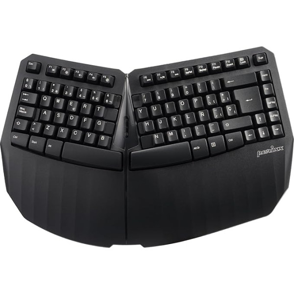 Perixx PERIBOARD-613B Ergonomiska bezvadu mini tastatūra ar dubulto režīmu 2.4G un Bluetooth, saderīga ar Windows 10 un Mac OS X sistēmām, melna, spāņu izkārtojums