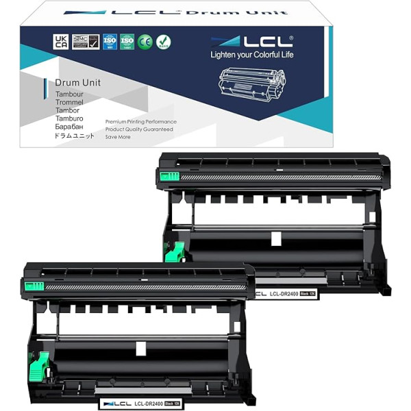 LCL suderinamas būgnelis DR2400 DR-2400 12000 puslapių (2Black) Suderinamas su Brother HL-L2375DW DCP-L2550DW MFC-L2715DW MFC-L2750DW HL-L2386DW HL-L2385DW HL-2370DW HL-L2350DW