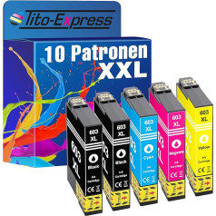 Tito-Express 10 kasetnes, kas saderīgas ar Epson 603 603XL printeru kasetnēm Workforce WF-2820DWF WF-2850DWF WF-2840DWF WF-2810DWF Expression Home XP-3150 XP-2150 XP-3100 XP-4155 Multipack (iepakojums no