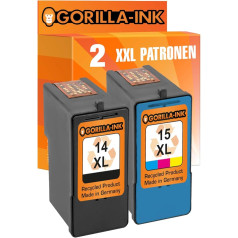 Gorilla-Ink 2 printeru kasetnes Lexmark 14 un Lexmark 15 | 1x melna 20 ml