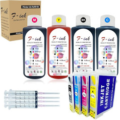 27XL uzlādējama tinte un 4 x 100 ml tintes kasetnes, kas saderīgas ar Epson 27 27 27XL tinte, kas saderīga ar Workforce WF-7110DTW WF-7610DWF WF-7620DTWF WF-7620DTWF WF-7720DTWF WF-7715DWF WF-7710DWF WF-7210DTWF