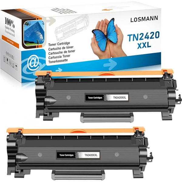 LOSMANN XXL toneris (6000 lappušu) saderīgs ar Brother TN2420 TN2410 priekš Brother MFC-L2710DW MFC-L2710DN MFC-L2750DW DCP-L2530DW DCP-L2510D DCP-L2550DN HL-L2350DW HL-L2310D HL-L2310D HL-L2310D HL-L2330D 70DN