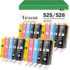 Veson PGI 525-526 tintes kasetnes saderīgas ar Canon PGI-525 CLI-526 tintes kasetni priekš PIXMA IP4850 MG5350 MG5250 MG5150 IX6550 IP4950 MX715 MX885 MX895 MG6150 MG625, MG60 MG8150 MG8250