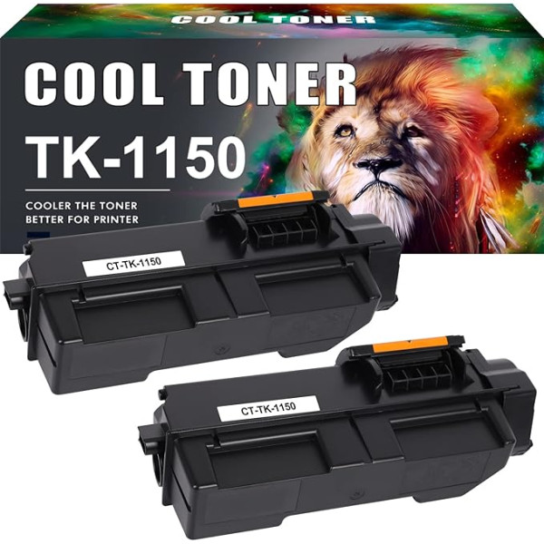 Cool Toner saderīga tonera kasetne, kas paredzēta Kyocera TK1150 TK-1150 TK 1150 ECOSYS P2235dn P2235dw P2235 M2735 M2135 M2635 M2735dw M2135dn M2635dn (melna, 2 )