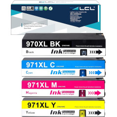 LCL Kompatibel Tintenpatrone 970XL 970 XL 971XL 971 XL CN621AE CN625AE CN626AE CN627AE CN628AE High Yield Kompatibel für HP Officejet Pro X451DN X451DW X476DN X476DW X551DW Pigment (KCMY)