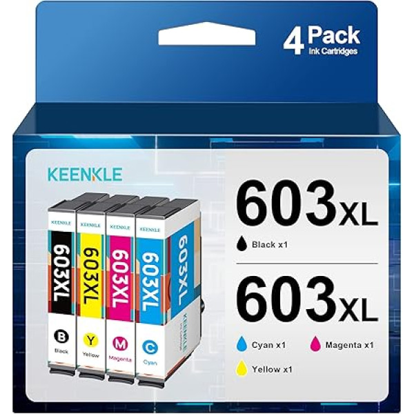 603XL 603 XL spausdintuvo kasetės suderinamos su Epson 603 603XL daugiapakopėmis rašalo kasetėmis, skirtomis Expression Home XP-4155 XP-3100 Workforce WF-2830 WF-2850 (1 juoda, žydra, 1 purpurinė, 1 geltona,