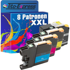 Tito-Express PlatinumSerie 8 tintes kasetnes XXL saderīgas ar Brother LC12E LC-12E MFC-J 6925 DW