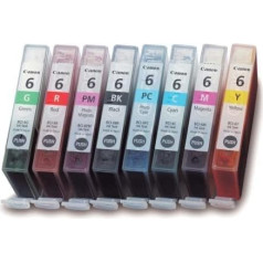 8 x Canon BCI-6 Ink Tanks Pack Set Multipack of 8 Ink Cartridges BK/C/M/Y/PC/PM/G/R