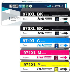 LCL saderīga tintes kasetne 970XL 970 XL 971XL 971 XL CN621AE CN625AE CN626AE CN626AE CN627AE CN628AE, kas ir saderīga ar HP Officejet Pro X451DN X451DW X476DN X476DW X551DW (2KCMY)