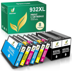 Denvoer 932XL 933XL Printer Cartridges 932 933 Cartridges Compatible with HP 932 933 Multipack for HP Officejet 6600 Cartridges 6700 7510 7610 7612 7110 6100 (2 Black, 2 Yellow, 2 Cyan, 2 Magenta)