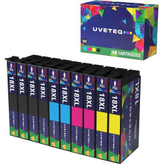 UVETEQ 18XL saderīgs Tintenpatronen 18XL für Epson Expression Home XP-202 XP-202 XP-205 XP-212 XP-212 XP-215 XP-225 XP-302 XP-305 XP-315 XP-322 XP-325 XP-402 XP-405 XP-41 2 x XP-415 (10 iepakojumu)