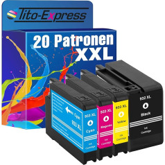 Tito-Express PlatinumSerie 20x XXL kasetė, suderinama su HP 932 XL ir 933 XL | Tinka HP OfficeJet 6700 Premium 7510 7612 7610 7110 WF 6600 7600 serijos 6100 E 6600