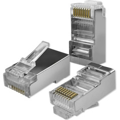 Modulārais savienotājs rj45 | cat5e | ftp | zeltīti kontakti | 100 gab.