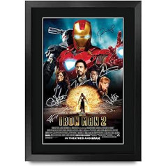 HWC Trading A3 FR Iron Man 2 Robert Downey Jr un Cast Gifts Drukāts plakāts Autogrāfs Attēls filmu piemiņlietas faniem — A3 ierāmēts
