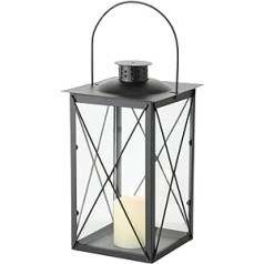 Boltze Farol 3548800 laterna (dekorācija lietošanai iekštelpās / ārā, materiāls dzelzs melns, izmēri 17 x 17 x 30 cm)