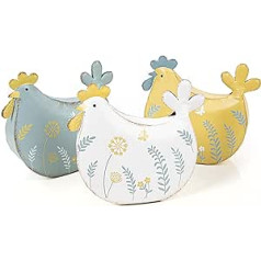 Logbuch-Verlag Easter Decoration 3 Metal Chickens Yellow White Blue Easter Decoration Spring Decoration for Standing Up 15 cm