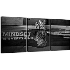 3 Panels Mindset is Everything Motivational Canvas Wall Art Inspirational Entrepreneur Quotes Poster Print Artwork Painting for Framed Home Decor Bedroom 36