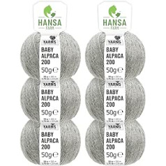 100% Baby Alpakas vilna 50+ krāsās (bez skrāpējumiem) - 300 g komplekts (6 x 50 g) - mīksta Alpakas vilna adīšanai un tamborēšanai 6 izmēros Hansa-Farm