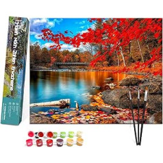 Bougimal Painting by Numbers Maple Tree, DIY Hand Painted Oil Painting, 3 Brushes and Pre-Printed Canvas Oil Painting, Festival Gift, Home Decoration, 40 x 50 cm (without Frame)