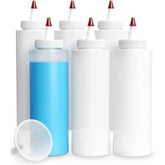 Pixiss Tie dažų išspaudžiami buteliukai (227 ml) 6 vnt. pakuotė ir piltuvėliai kūrybinio plaukų dažymo priedų rinkiniui