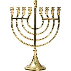 NKlaus Hanukkah Light 9 roku zeltīta misiņa augstums 21,5 cm svečtura gaismas festivāls, roku darbs 10899