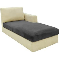 CHELZEN aksominės sofos sėdynės pagalvėlės užvalkalas, labai elastingas sėdynės užvalkalas, tamprus sofos užvalkalas, apsauginis sofos užvalkalas, L formos kampinės sofos svetainei (Chaise Lounge, pilka)