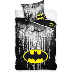 Carbotex Batman BAT186001 Gultas veļa Kokvilna 135 x 200 cm + 80 x 80 cm Segas pārvalks Melns