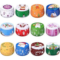 Hemoton Candle Tin with Lid, 8oz Empty Candle Tins with Lids Round Small Christmas Cookies for Candy Cookies Party Favors Candle Making Gifts