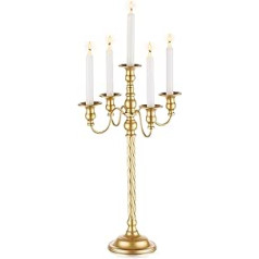 Inweder Candelabra Candle Holder Wedding Floor Candelabra - Gold 5-Arm Candelabra 53 cm High Vintage Metal Candle Holder for Christmas Table Decoration Events Ceremony Aisle Reception