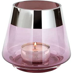 Fink Jona 115018 13 x 15 cm Glass Tealight Holder Light Pink Silver Rim Foiled Not Dishwasher Safe Size H 13 cm D 15 cm