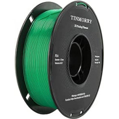 TINMORRY 1,75 mm PLA (polipienskābe) kvēldiegs FDM 3D printeriem 1 kg, 1 spole zaļa