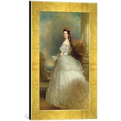 Franča Ksavera Vinterhaltera ierāmētais attēls Austrijas imperatore Elizabete Sissi mākslas apdruka augstas kvalitātes ar rokām darinātā attēlu rāmī 30 x 40 cm Gold Raya