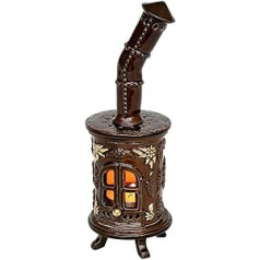 Dekohelden24 Ceramic Tea Light Furnace - Brown With Gold - Hand Art Ceramic, Approx. 21 cm, 142109