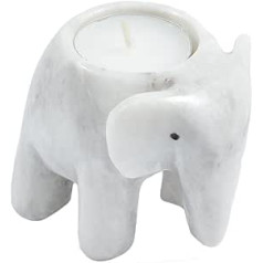 3 colių balto marmuro dramblio žvakutės laikiklis
