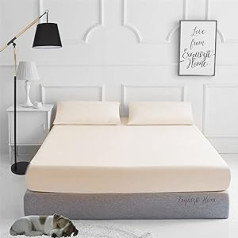 EXQUIZIT HOME Plain Poly Cotton Percale Easy Care aprīkots palags ar atbilstošiem spilvendrāniem Super King