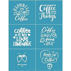 Reusable Self Adhesive Screen Printing Coffee Letters Stencil for Printing on Wood/Fabric/Wall/Cup/Glass/Paper/Home Decor